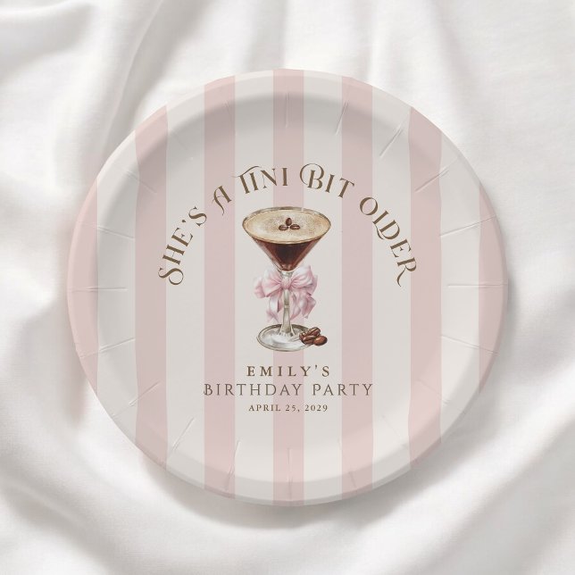 Tini Bit Older Espresso Martini Birthday Party Paper Plate (Creator Uploaded)
