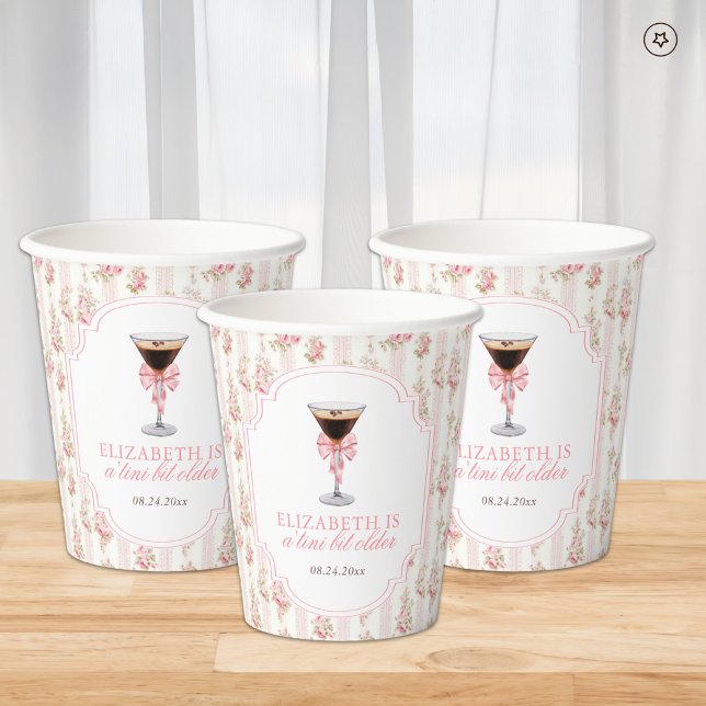 'Tini Bit Older Espresso Martini Coquette Birthday Paper Cups (Creator Uploaded)