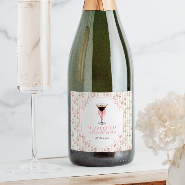 'Tini Bit Older Espresso Martini Coquette Birthday Sparkling Wine Label (Creator Uploaded)