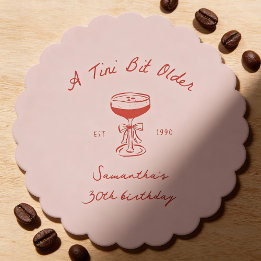 Tini Bit Older Espresso Martini Scribble Birthday Paper Coaster