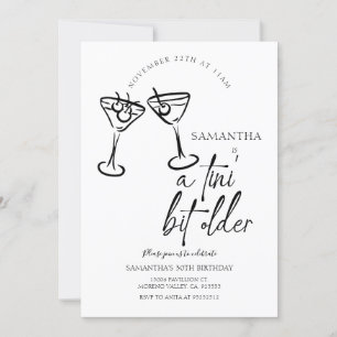 Tini Bit Older Hand Drawn Martini Adult Birthday Invitation