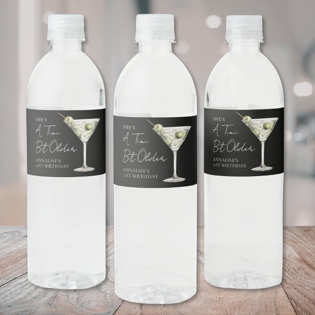 Tini Bit Older Martini Birthday Party Water Bottle Label (Tini Bit Older Martini Birthday Party Water Bottle Label)