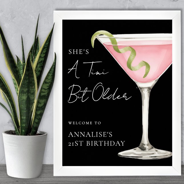 Tini Bit Older Martini Birthday Party Welcome Sign (Tini Bit Older Martini Birthday Party Welcome Sign)