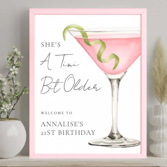 Tini Bit Older Martini Birthday Party Welcome Sign (Tini Bit Older Martini Birthday Party Welcome Sign)