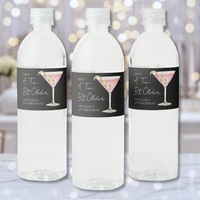 Tini Bit Older Martini Birthday Water Bottle Label (Tini Bit Older Martini Birthday Water Bottle Label )