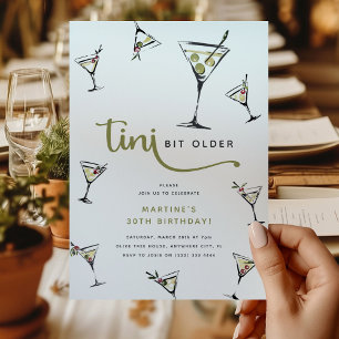 'Tini Bit Older' Martini Cocktail Adult Birthday Invitation
