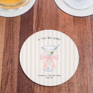 Tini Bit Older Martini Themed Birthday Round Paper Coaster