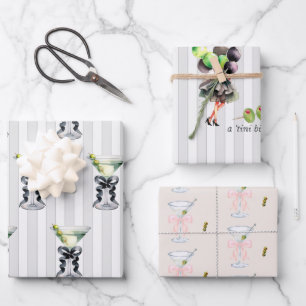 Tini Bit Older   Martini Themed Birthday Wrapping Paper Sheet