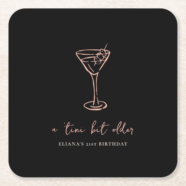 Tini Bit Older Personalised Birthday Party Square Paper Coaster (Front)