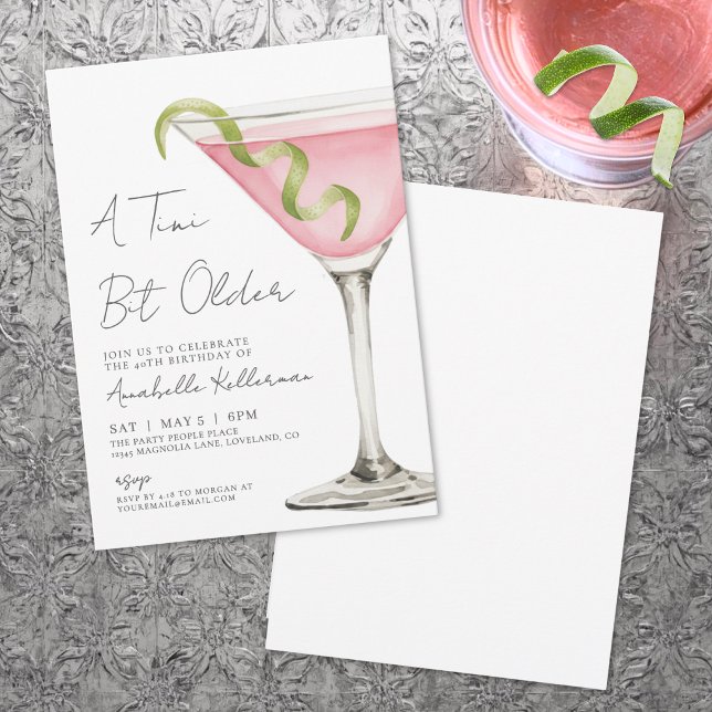  Tini Bit Older Pink Martini Birthday Party Invitation (Tini Bit Older Pink Martini Birthday Party Invitation )