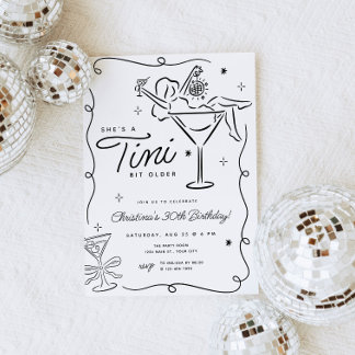 Tini Bit Older Whimsical Martini Birthday Invitation
