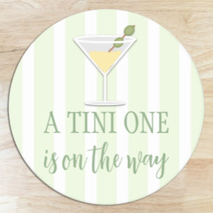 Tini One Baby Shower Round Paper Coaster