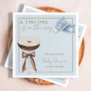 Tini One Blue Espresso Martini Boy Baby Shower Napkin