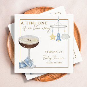 Tini One Blue Espresso Martini Boy Baby Shower Napkin