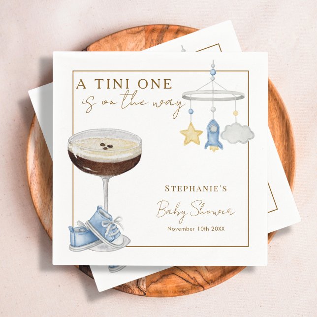 Tini One Blue Espresso Martini Boy Baby Shower Napkin (Creator Uploaded)