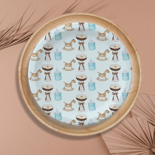 Tini One Blue Espresso Martini Boy Baby Shower Paper Plate