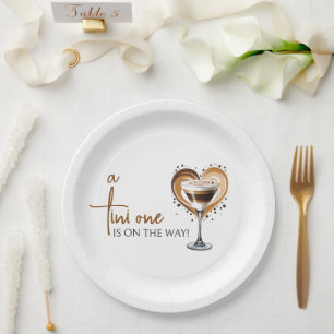 Tini One Espresso Martini Baby Shower Paper Plate