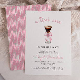 Tini One Espresso Martini Pink Girl Baby Shower Invitation