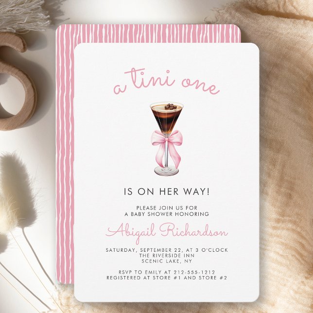 Tini One Espresso Martini Pink Girl Baby Shower Invitation (Creator Uploaded)