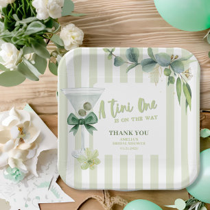 Tini one is on its way Martini Baby shower Paper Plate