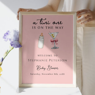 Tini One On The Way Pink Back Martini Baby Shower  Poster