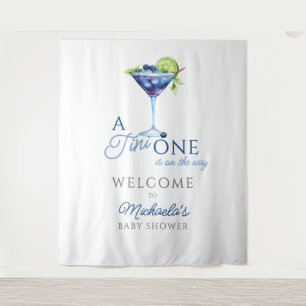 Tini One On The Way Watercolor Martini Baby Shower Tapestry