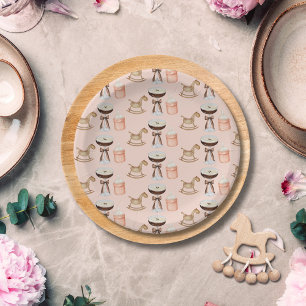 Tini One Pink Espresso Martini Girl Baby Shower Paper Plate