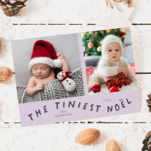 Tiniest Noel Purple Holiday Birth Announcement