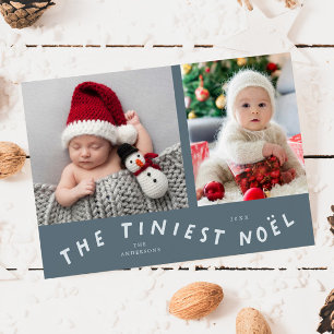 Tiniest Noel Slate Blue Holiday Birth Announcement