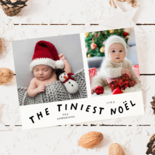 Tiniest Noel White Holiday Birth Announcement