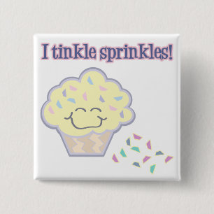 tinkle sprinkles funny cupcake 15 cm square badge
