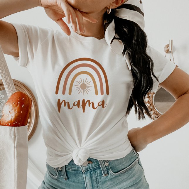 TINLEY Boho Burnt Orange Rainbow Sun Mama T-Shirt (Creator Uploaded)