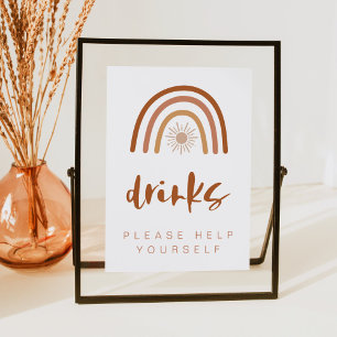 TINLEY Boho Terracotta Rainbow Drink Table Sign Invitation