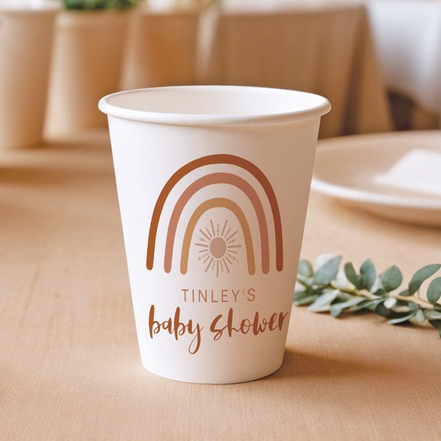 TINLEY Boho Terracotta Rainbow Sun Baby Invitation Paper Cups (Creator Uploaded)