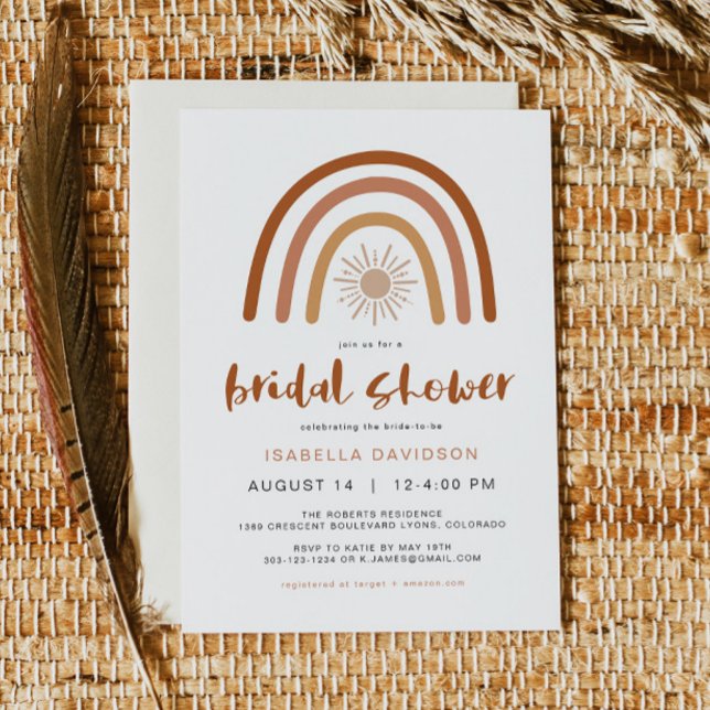 TINLEY Boho Terracotta Rainbow Sun Bridal Shower Invitation (Creator Uploaded)