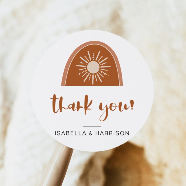 TINLEY Boho Terracotta Rainbow Thank You Sticker (Creator Uploaded)