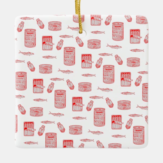 Tinned Fish Pattern Ceramic Ornament (Front)