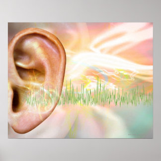 Tinnitus, conceptual computer artwork. poster