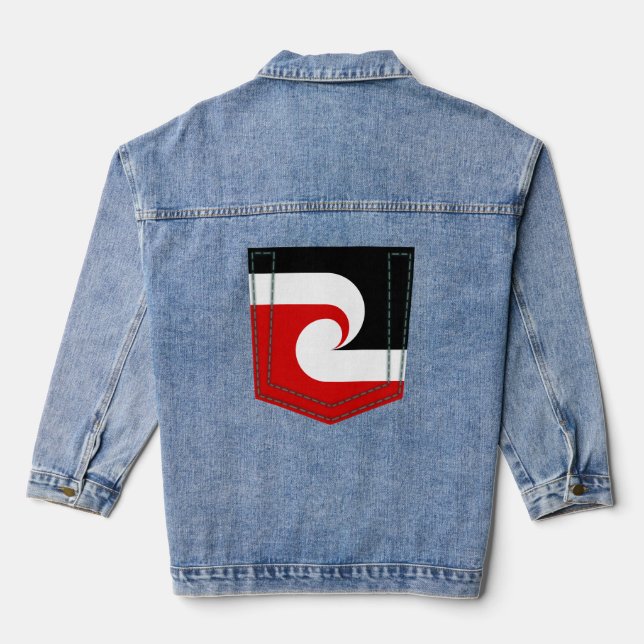 Tino Rangatiratanga Maori flag pocket Denim Jacket (Back)