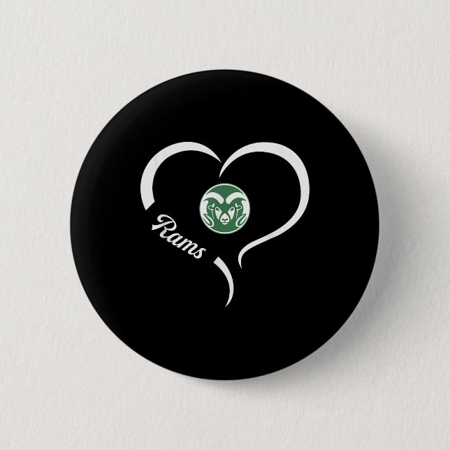 Tinora Rams Logo Half Heart Slogan Hs  6 Cm Round Badge (Front)