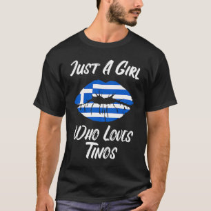 Tinos Lips Mouth Love Greek Flag T-Shirt