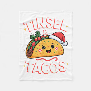Tinsel And Tacos Cute Christmas Mexican Food Fun Fleece Blanket