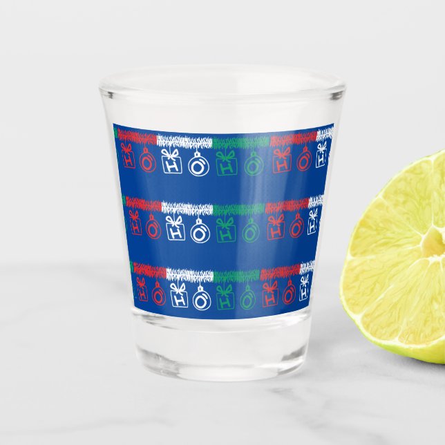 Tinsel HO HO HO Shot Glass (Front)