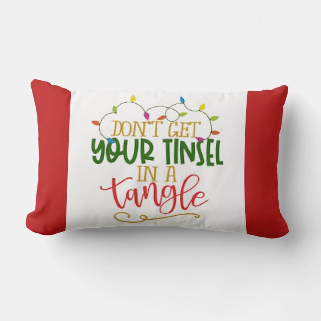“Tinsel in a Tangle”  Christmas  Lumbar Cushion (Front)