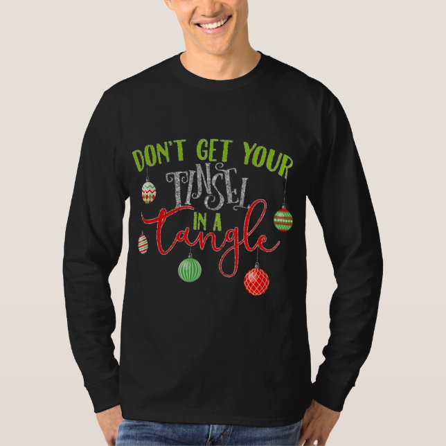 Tinsel In A Tangle Cute Christmas T-Shirt (Front)