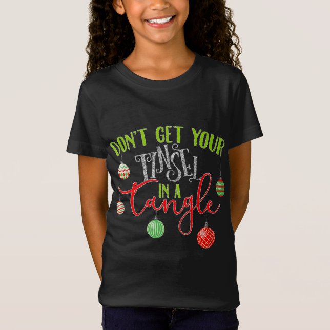 Tinsel In A Tangle Cute Christmas T-Shirt (Front)