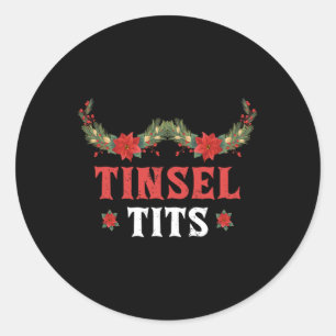 Tinsel Jingle Ball Matching Family Group Xmas  Classic Round Sticker
