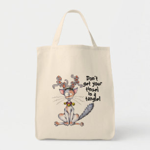 Tinsel Tangled Cat Tote Bag