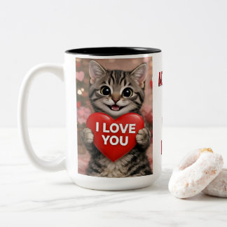 Tinsel the Christmas Kitten Two-Tone Coffee Mug