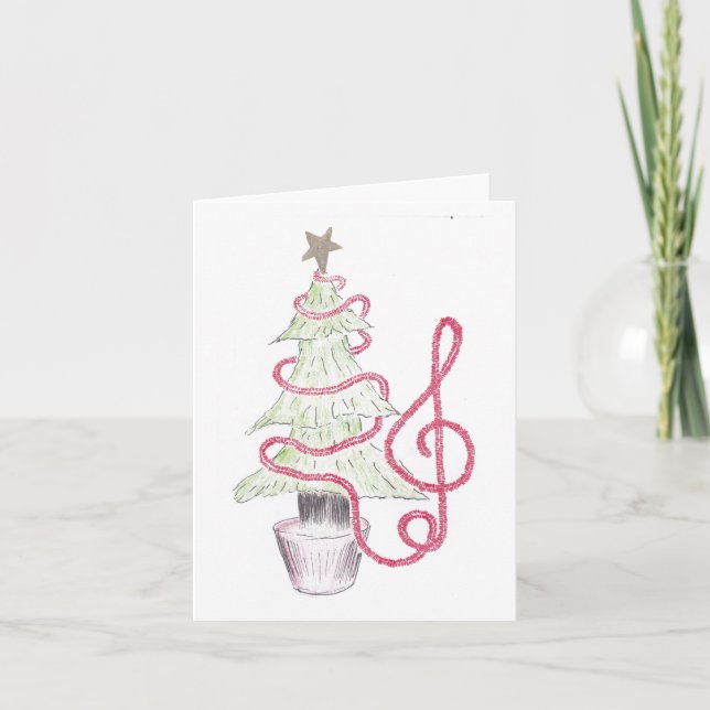 Tinsel Treble Clef Christmas Card (Front)